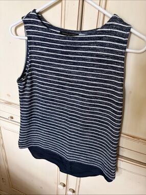 Banana Republic Navy and White Striped Sleeveless Knit Top